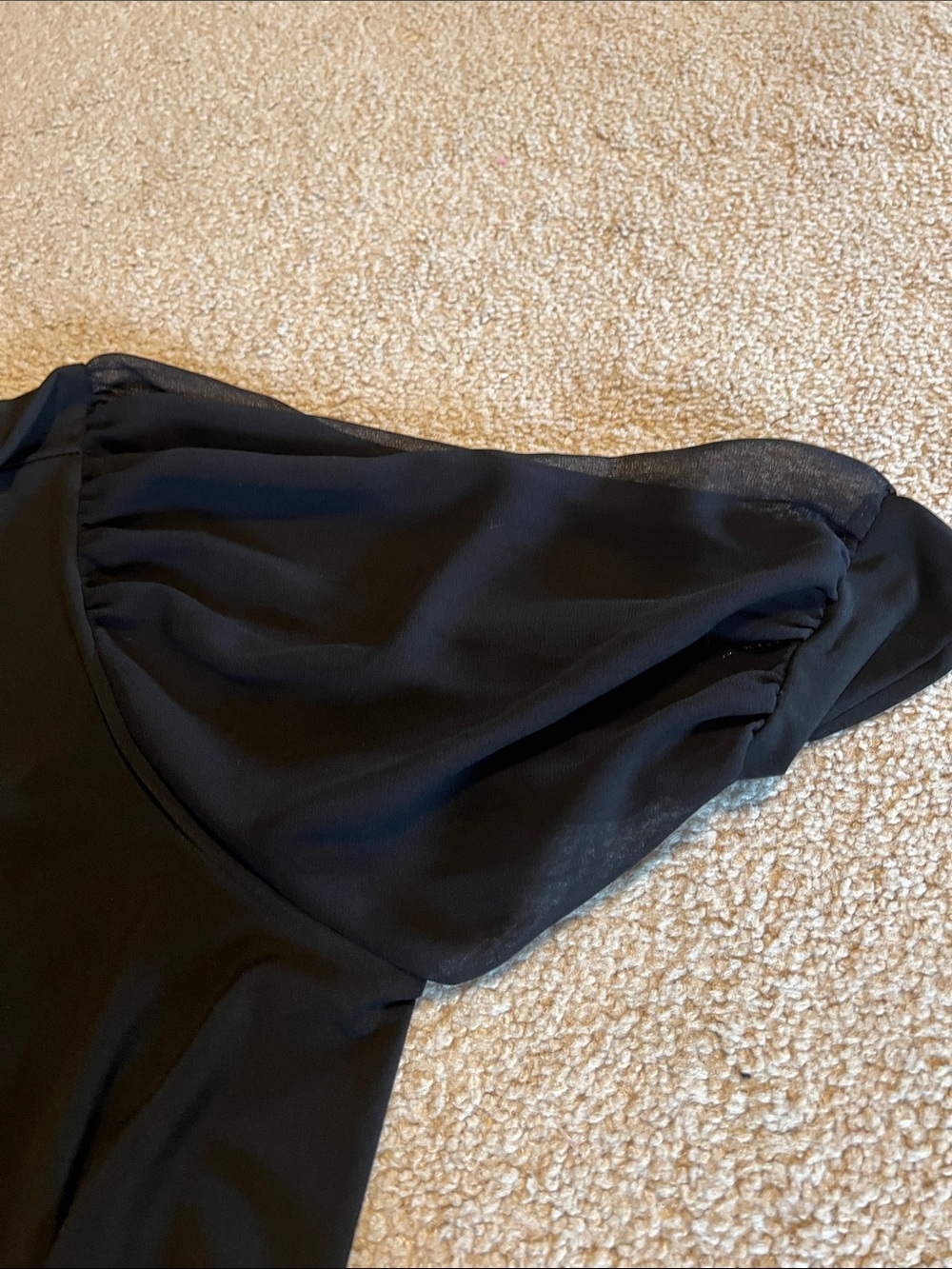 Calvin Klein Black Puff Sleeve V-Neck Blouse - Picture 2 of 5